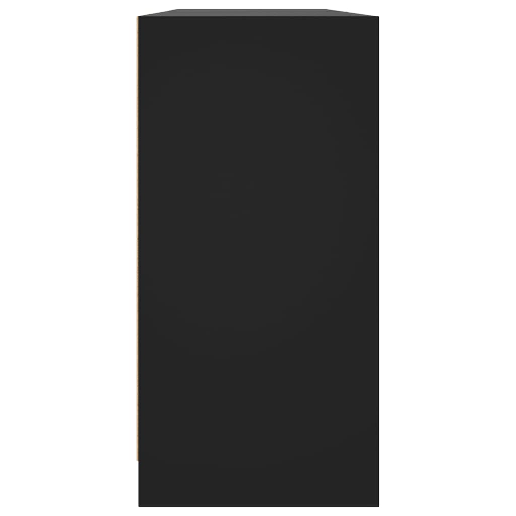 Libreria con Ante Nera 204x37x75 cm in Legno Multistrato - homemem39