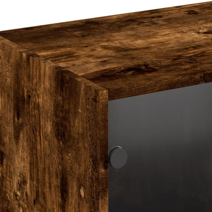 Libreria con Ante Rovere Fumo 204x37x75 cm in Legno Multistrato