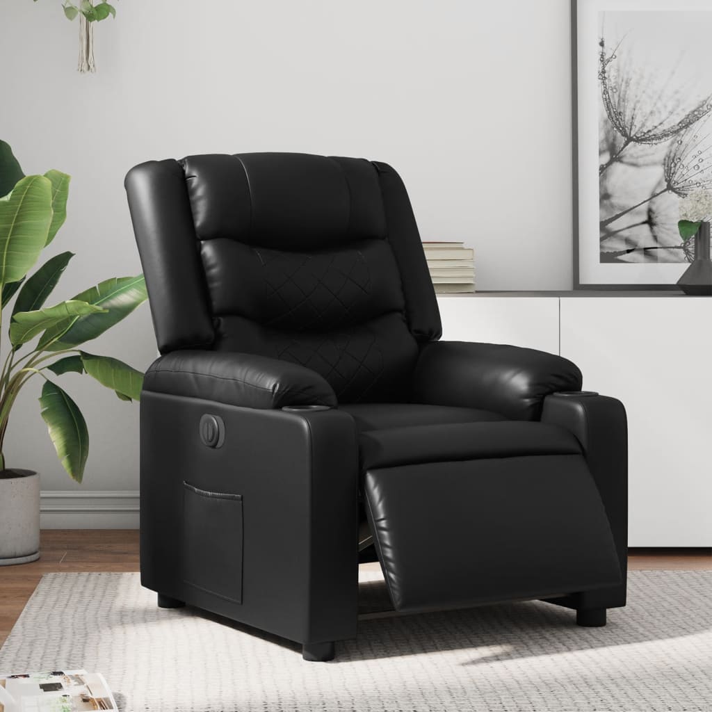 Poltrona Reclinabile Elettrica Nera in Similpelle | homemem39