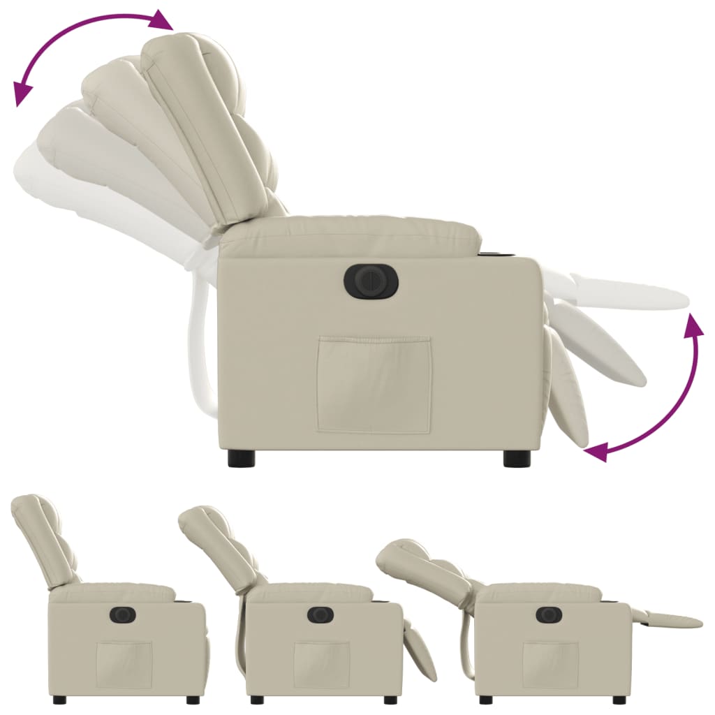 Poltrona Reclinabile Elettrica Crema in Similpelle - homemem39