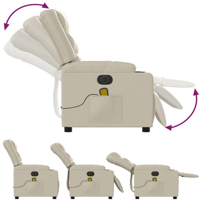 Poltrona Massaggiante Elettrica Reclinabile Crema Similpelle - homemem39