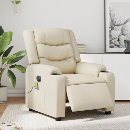 Poltrona Massaggiante Elettrica Reclinabile Crema Similpelle | homemem39