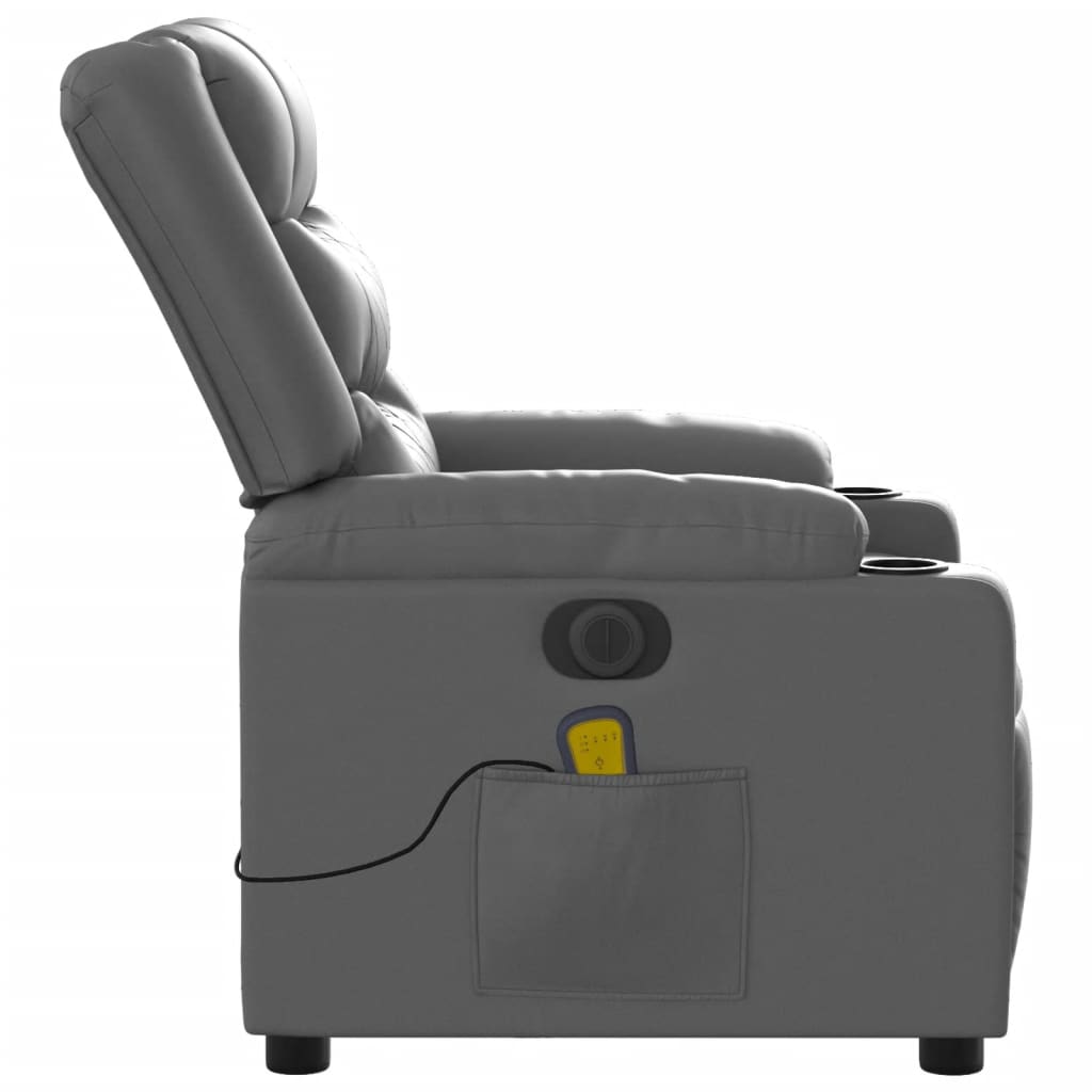 Poltrona Massaggiante Elettrica Reclinabile Grigio Similpelle - homemem39