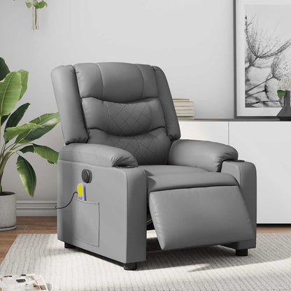 Poltrona Massaggiante Elettrica Reclinabile Grigio Similpelle | homemem39