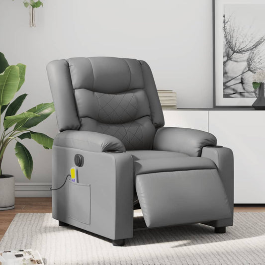 Poltrona Massaggiante Elettrica Reclinabile Grigio Similpelle - homemem39