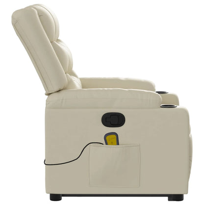 Poltrona Alzapersona Reclinabile Massaggio Crema Similpelle | homemem39