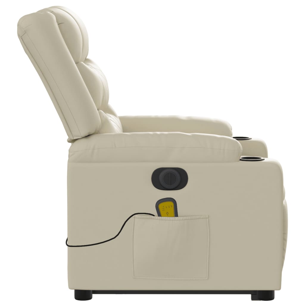 Poltrona Alzapersona Elettrica Reclinabile Crema in Similpelle | homemem39