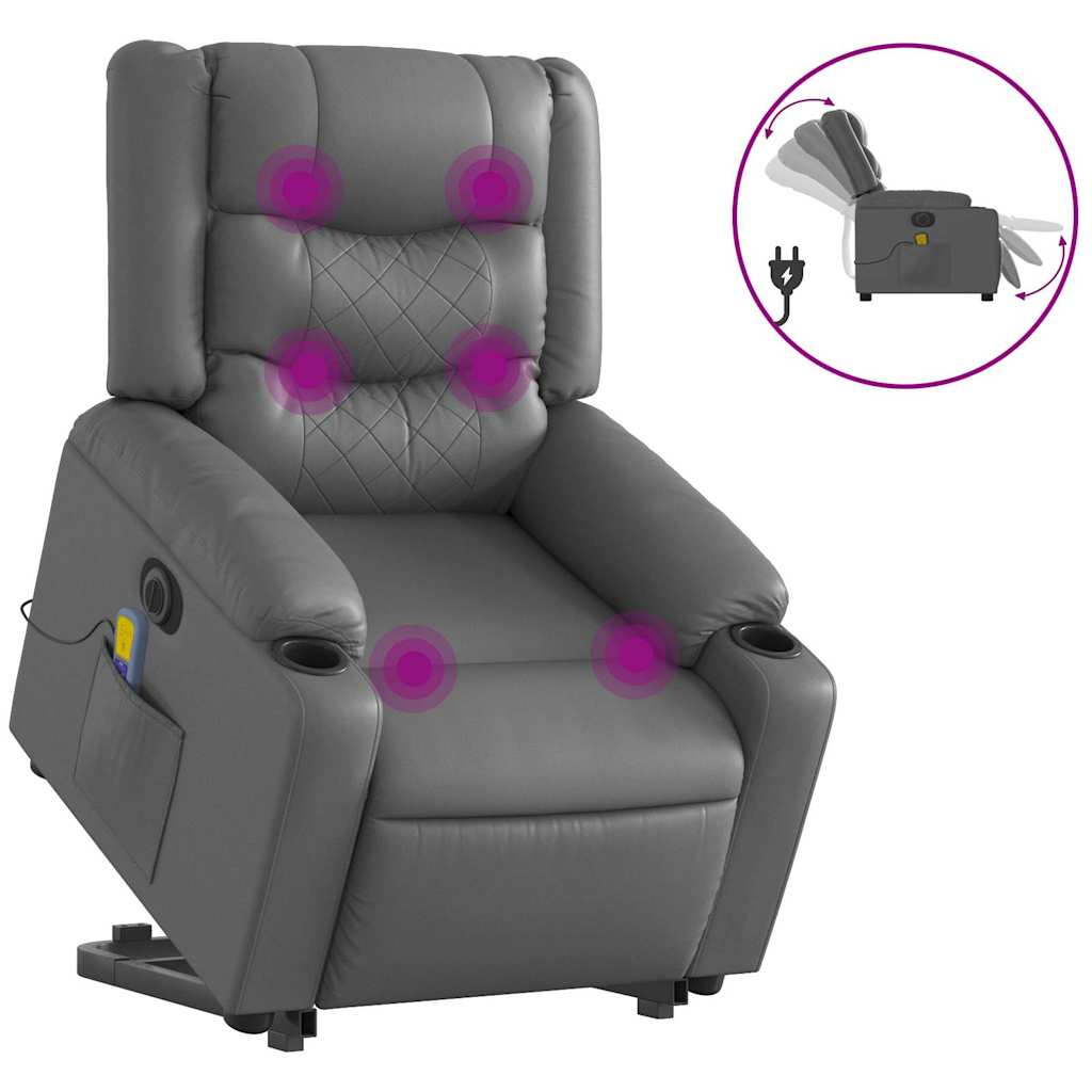 Poltrona Alzapersona Elettrica Reclinabile Grigio in Similpelle | homemem39
