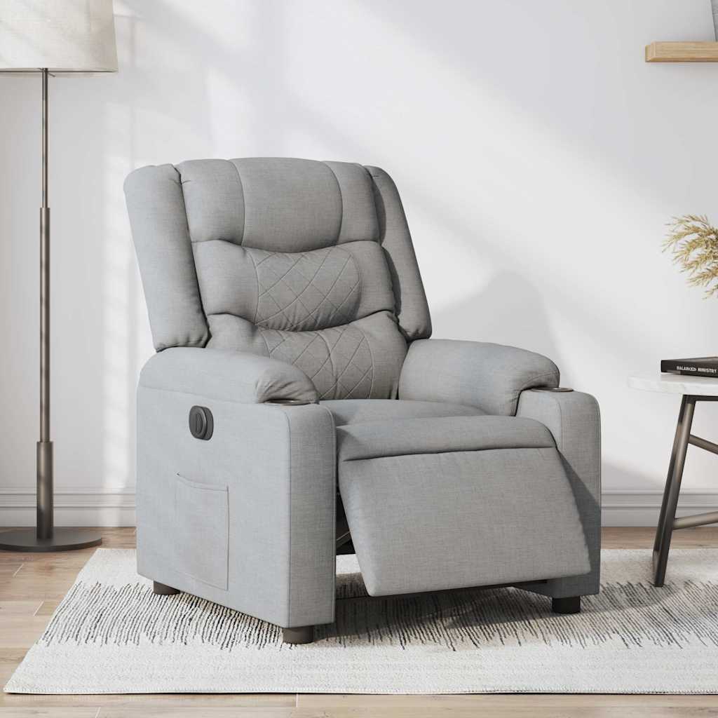 Poltrona Elettrica Reclinabile Grigio Chiaro in Tessuto | homemem39