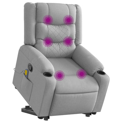 Poltrona Alzapersona Massaggi Reclinabile Grigio Chiaro Tessuto | homemem39