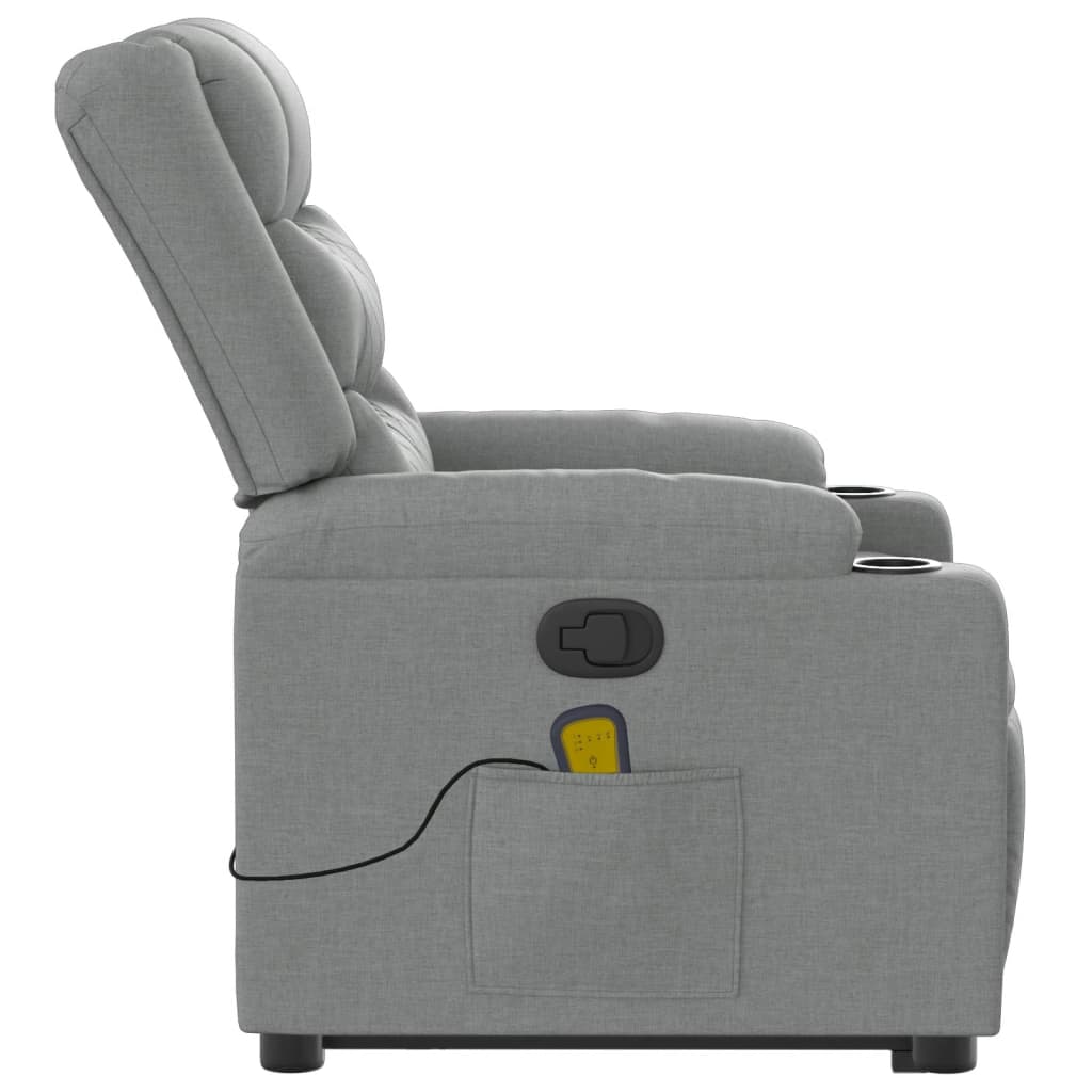 Poltrona Alzapersona Massaggi Reclinabile Grigio Chiaro Tessuto | homemem39