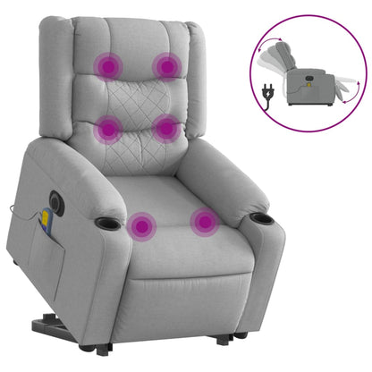 Poltrona Alzapersona Massaggi Elettrica Grigio Chiaro Tessuto | homemem39