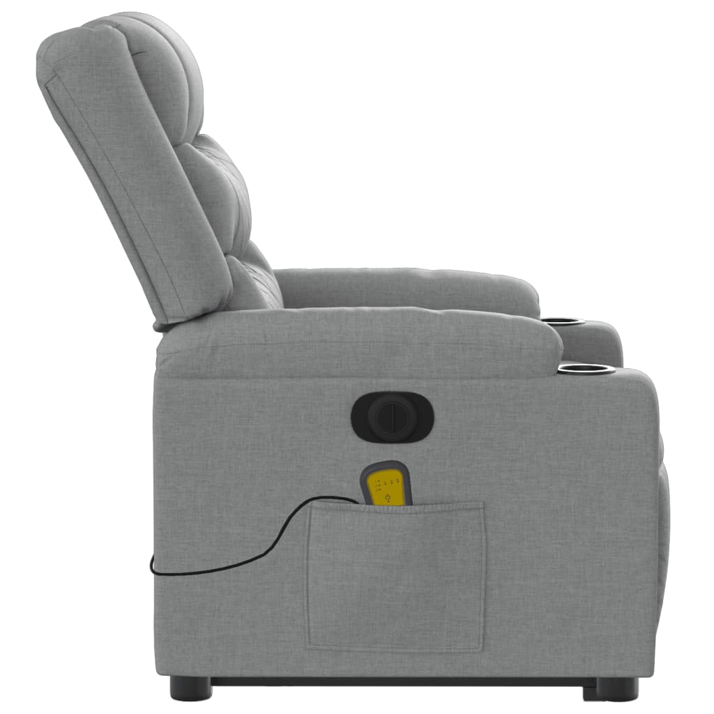 Poltrona Alzapersona Massaggi Elettrica Grigio Chiaro Tessuto | homemem39