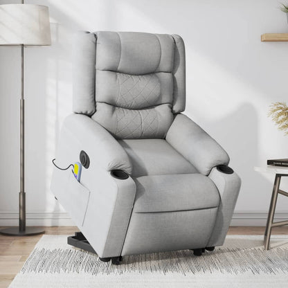 Poltrona Alzapersona Massaggi Elettrica Grigio Chiaro Tessuto | homemem39