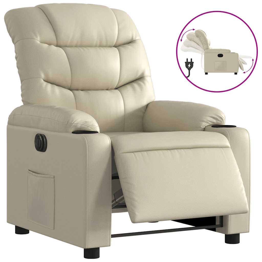Poltrona Reclinabile Elettrica Crema in Similpelle | homemem39