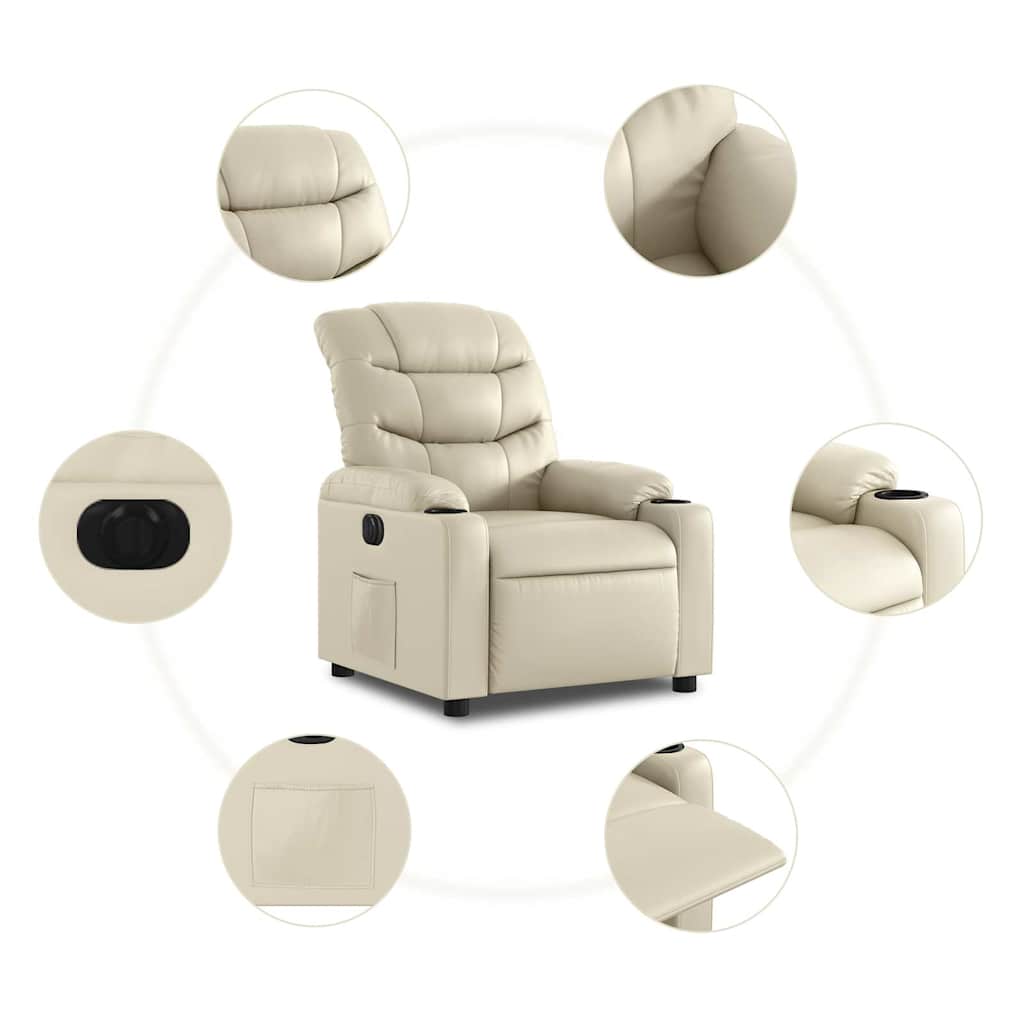 Poltrona Reclinabile Elettrica Crema in Similpelle | homemem39