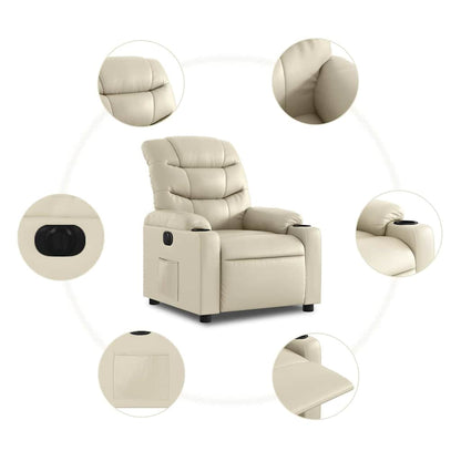 Poltrona Reclinabile Elettrica Crema in Similpelle | homemem39