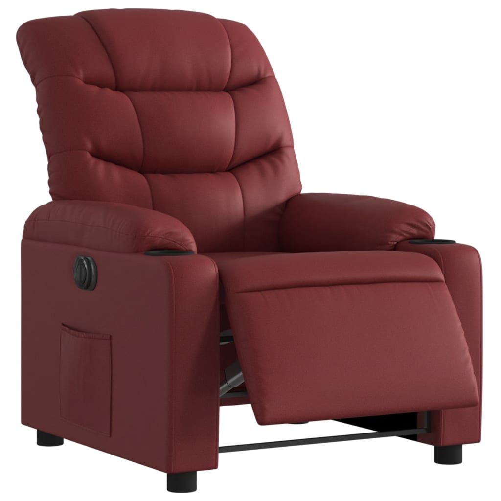 Poltrona Reclinabile Elettrica Rosso Vino in Similpelle | homemem39