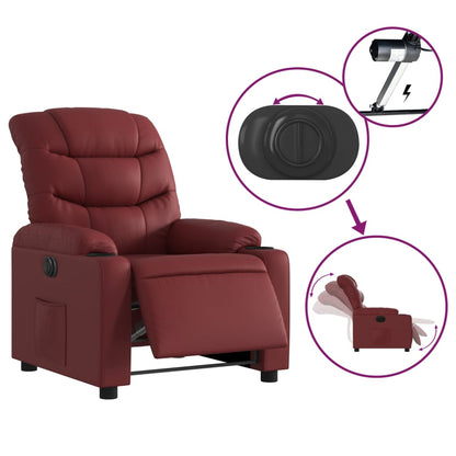 Poltrona Reclinabile Elettrica Rosso Vino in Similpelle | homemem39