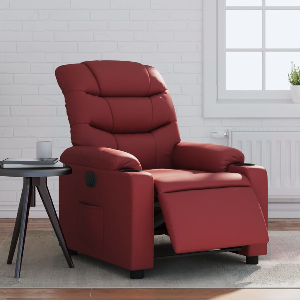 Poltrona Reclinabile Elettrica Rosso Vino in Similpelle | homemem39