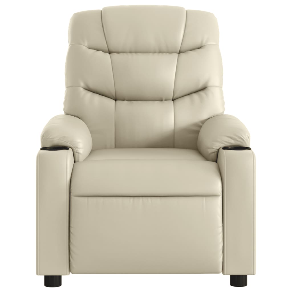 Poltrona Massaggiante Elettrica Reclinabile Crema Similpelle | homemem39