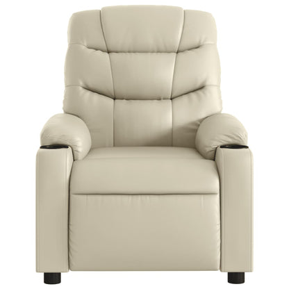 Poltrona Massaggiante Elettrica Reclinabile Crema Similpelle | homemem39