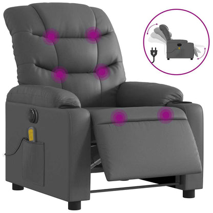 Poltrona Massaggiante Elettrica Reclinabile Grigio Similpelle | homemem39