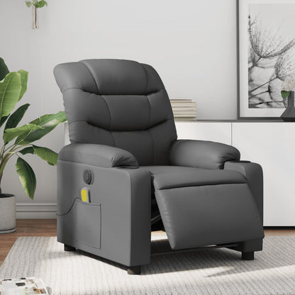 Poltrona Massaggiante Elettrica Reclinabile Grigio Similpelle - homemem39