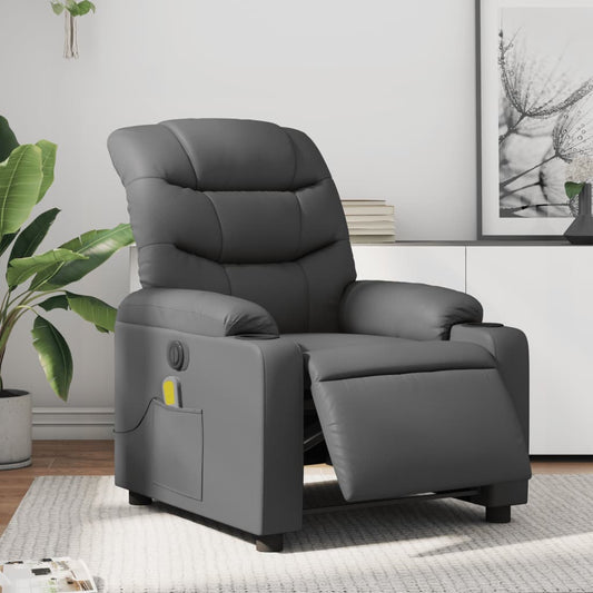 Poltrona Massaggiante Elettrica Reclinabile Grigio Similpelle - homemem39
