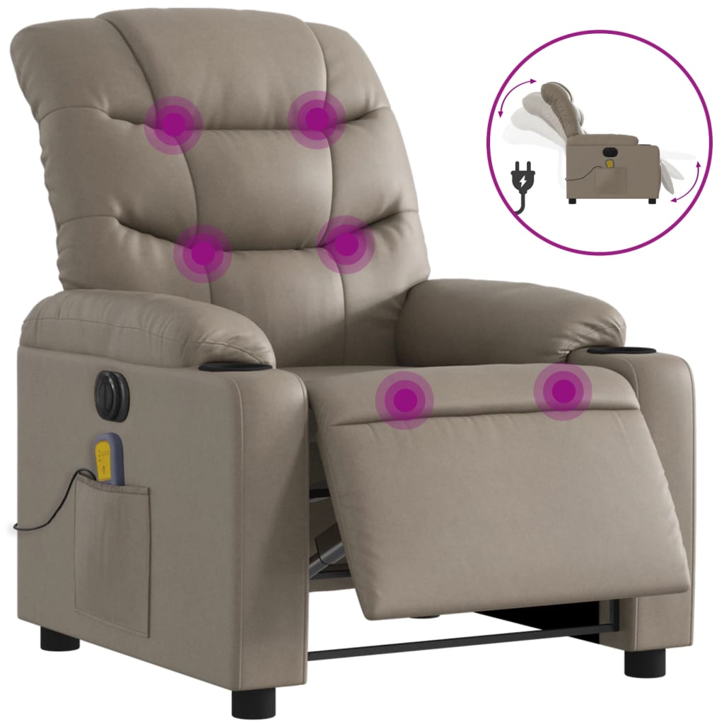 Poltrona Reclinabile Massaggio Elettrica Cappuccino Similpelle | homemem39