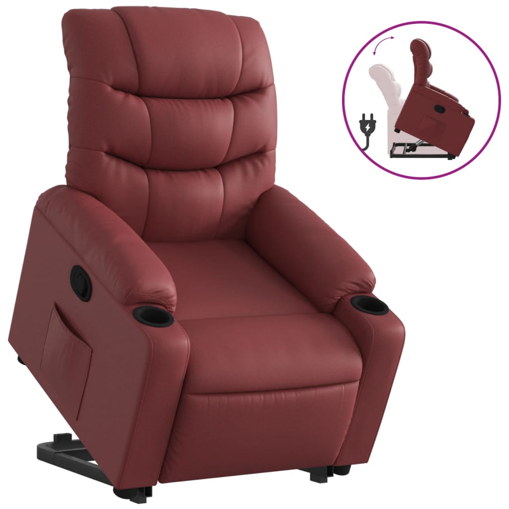 Poltrona Alzapersona Reclinabile Rosso Vino in Similpelle | homemem39