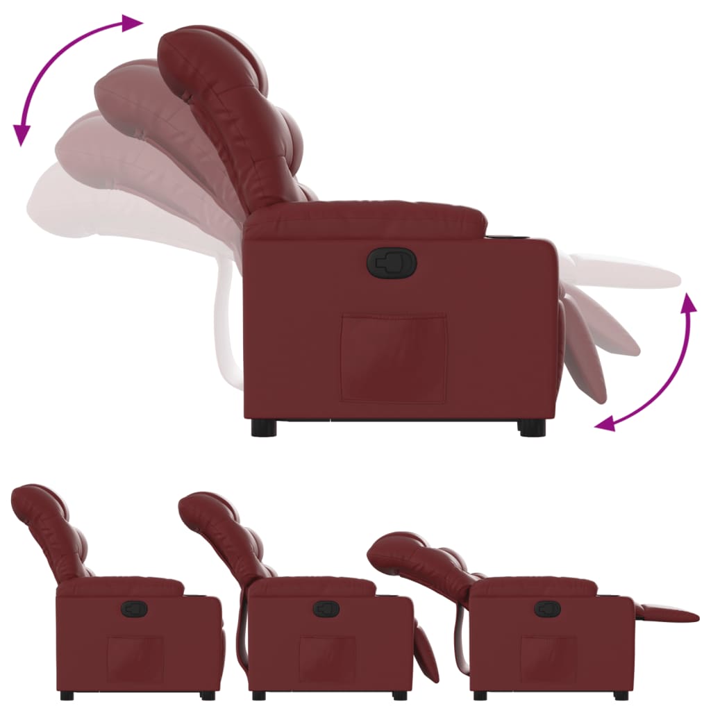 Poltrona Alzapersona Reclinabile Rosso Vino in Similpelle | homemem39