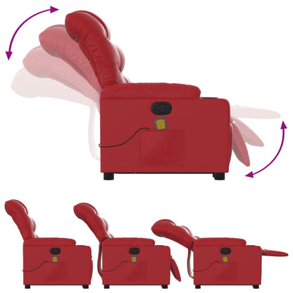 Poltrona Alzapersona Reclinabile Massaggio Rosso in Similpelle | homemem39