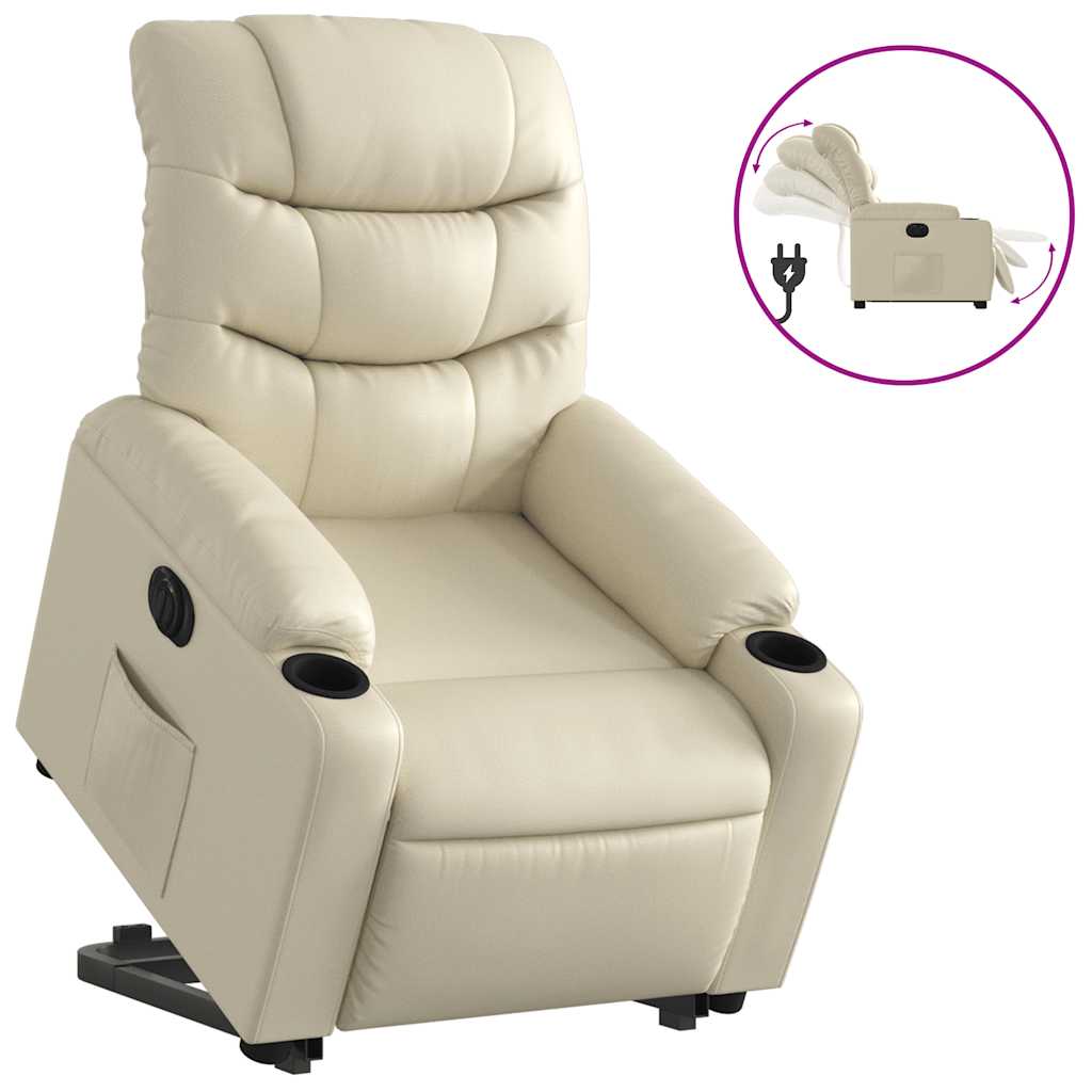 Poltrona Alzapersona Reclinabile Crema in Similpelle | homemem39