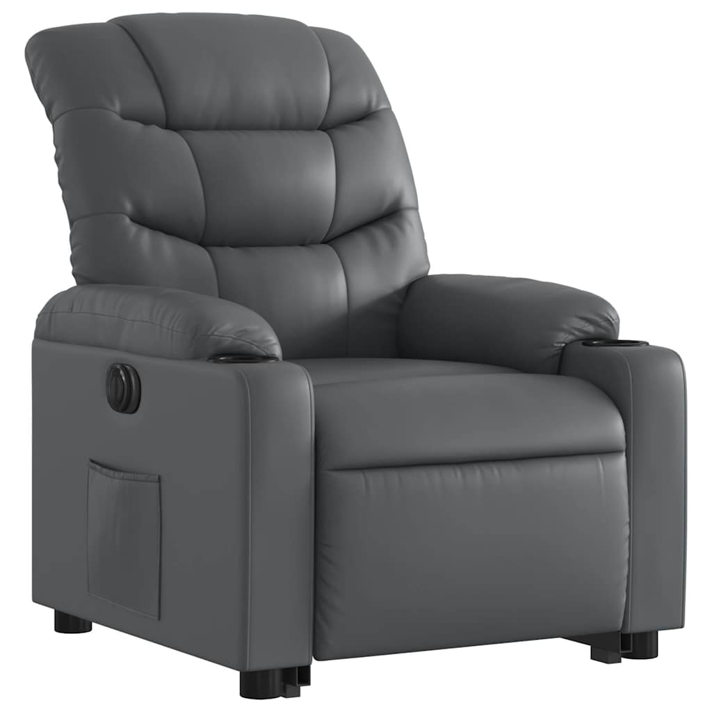 Poltrona Alzapersona Reclinabile Grigio in Similpelle | homemem39