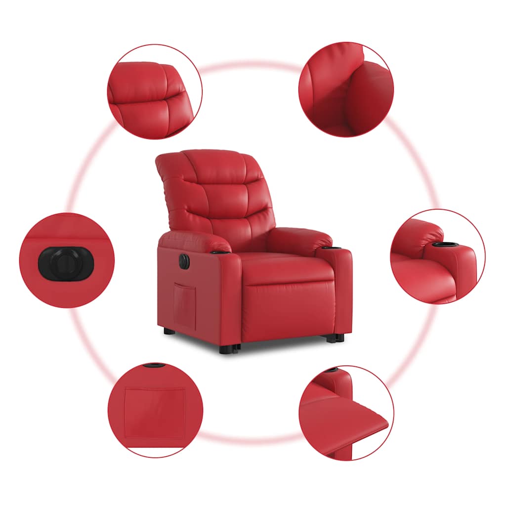 Poltrona Alzapersona Reclinabile Elettrica Rossa in Similpelle | homemem39
