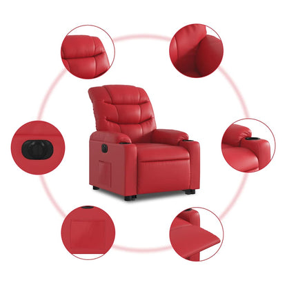 Poltrona Alzapersona Reclinabile Elettrica Rossa in Similpelle | homemem39