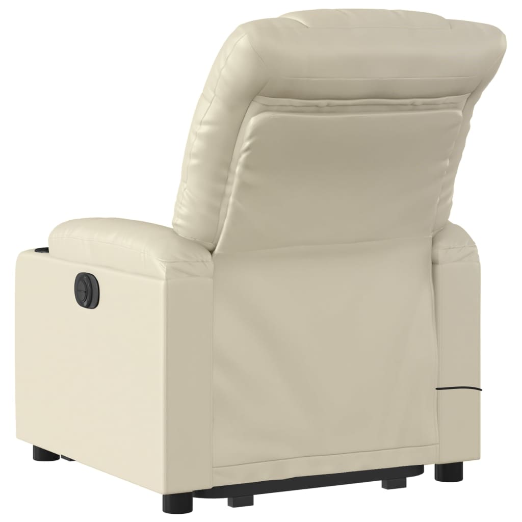Poltrona Alzapersona Elettrica Reclinabile Crema in Similpelle | homemem39