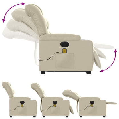 Poltrona Alzapersona Elettrica Reclinabile Crema in Similpelle | homemem39