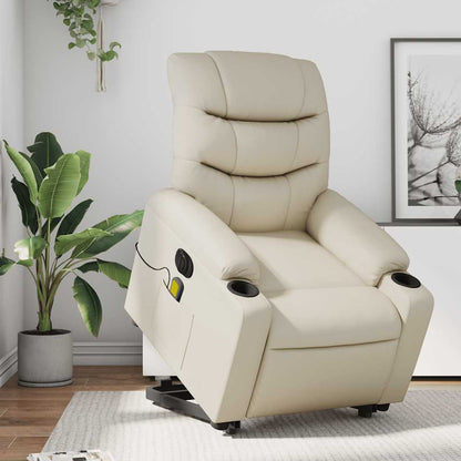 Poltrona Alzapersona Elettrica Reclinabile Crema in Similpelle | homemem39