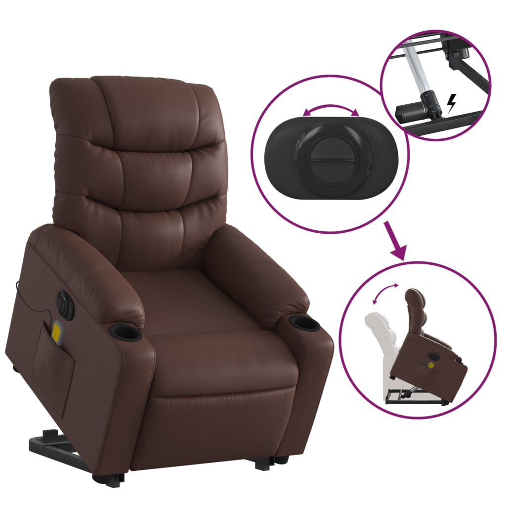 Poltrona Alzapersona Elettrica Reclinabile Marrone Similpelle | homemem39