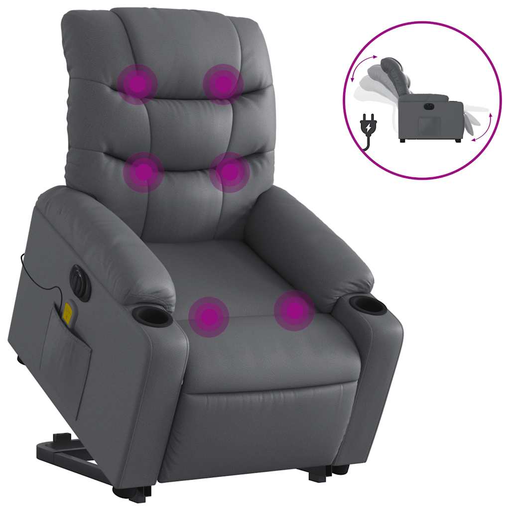 Poltrona Alzapersona Elettrica Reclinabile Grigio in Similpelle | homemem39