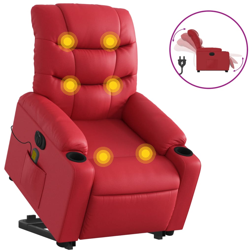 Poltrona Alzapersona Reclinabile Elettrica Rossa in Similpelle | homemem39