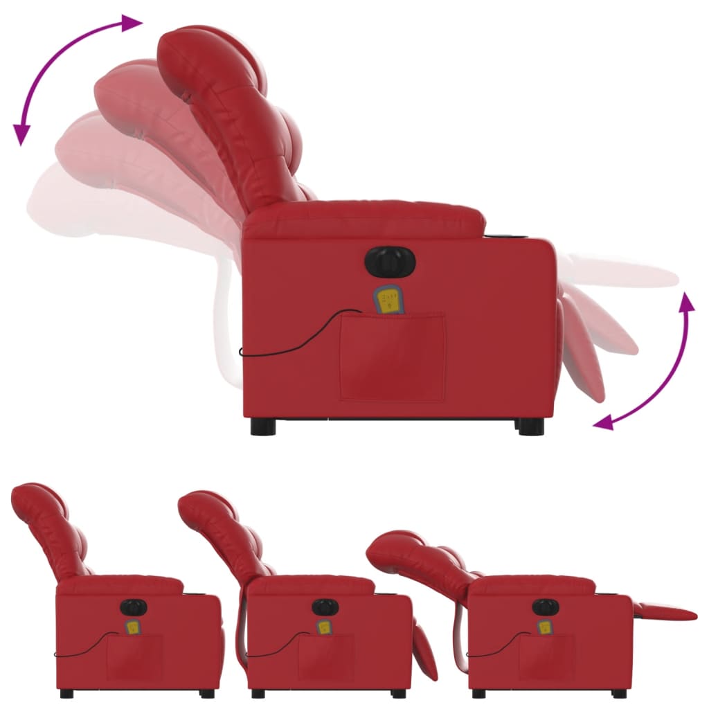 Poltrona Alzapersona Reclinabile Elettrica Rossa in Similpelle | homemem39