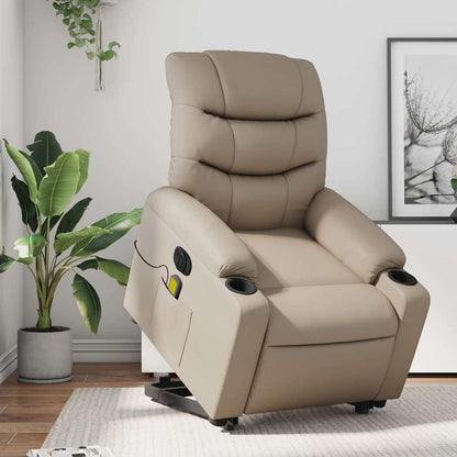 Poltrona Alzapersona Massaggio Elettrica Cappuccino Similpelle | homemem39