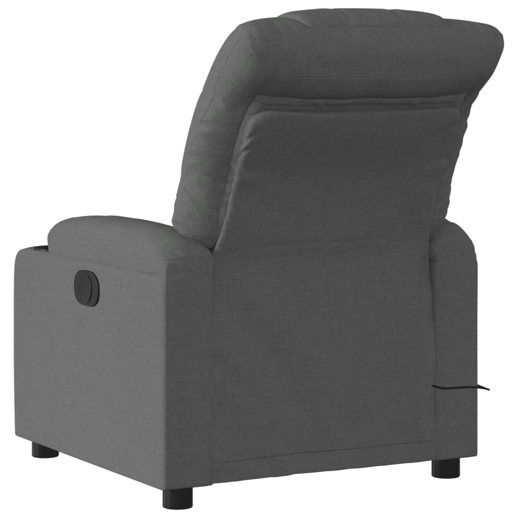 Poltrona Reclinabile Massaggio Elettrica Grigio Scuro Tessuto - homemem39