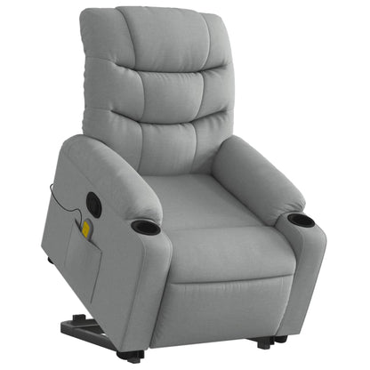 Poltrona Alzapersona Massaggi Reclinabile Grigio Chiaro Tessuto - homemem39