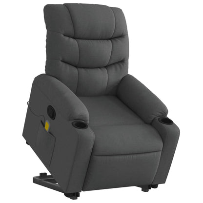 Poltrona Alzapersona Massaggi Reclinabile Grigio Scuro Tessuto - homemem39