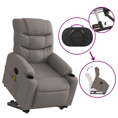 Poltrona Alzapersona Massaggiante Reclinabile Tortora Tessuto | homemem39