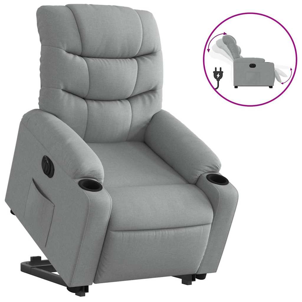 Poltrona Reclinante Alzapersona Elettrica Grigio Chiaro Tessuto | homemem39